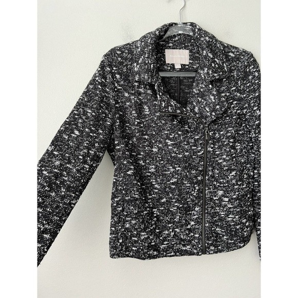 Banana Republic Womens Blazer Black White Tweed Size 10 Asymmetrical Zipper‎ - Picture 7 of 11